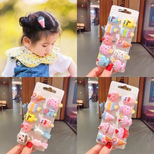 10pcs Cute Ice Cream Hairpins Baby Girl Headbands Unicorn Snap Hair Clips for Toddler Girl Kids Baby Hair Accessories Gift