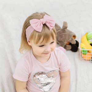 1Pc Baby Bow Headbands For Girls Stretchy Headband Solid Elastic Hairband Knitted Striped Children Headwear Hair Accessories