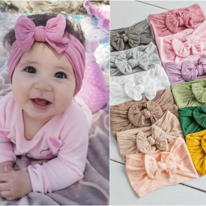 2021 New Baby Nylon Headband Soft Rabbit Bowknot Turban Hair Bands for Children Girls Elastic Headwrap Hair Accessories
