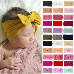 21 Colors Baby Bow Nylon Headband For Girls Spring 2021 Kids Soft Elastic Round Head Wrap Newborn Bow Hairband Hair Accessories