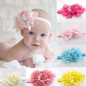 Baby Flower Headband White pearl Solid Color Girl Children Infant Baby Hairband Hair Accessories For Girls Princess Hairband