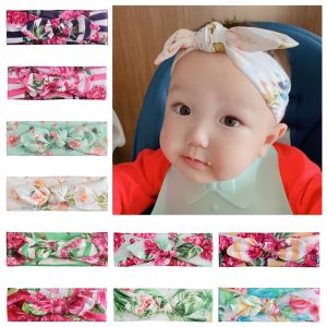Baby Girl Headband Lovely Bowknot Elastic Head Bands Children Tuban Baby Accessories Floral Hair Haarband TXTB1