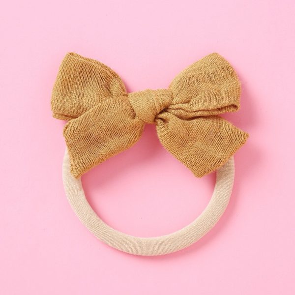 Baby Girl Headband Nylon Hair Bands For Children Cotton Linen Head Bands Newborn Big Bows Hair Accessories Solid Color