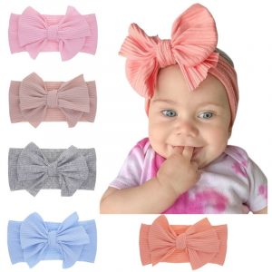 Baby Headband Girls Head Accessories for Toddler Kids Plain Bow Headwear Turban Bands Bowknot Wrap Solid Hair Wear 3M-3 Years