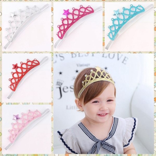 Child Rhinestones Princess Headband Elastic Hair Crown Tiara Cosplay Accessories Hair Band Accessory Party Gift Hair Jewelr 2021