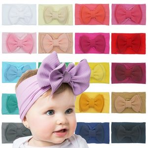 Double Layer Solid Color Bowknot Infant Elastic Nylon Headband Fashion Handmade Bows Baby Hairband Sweet Kids Hair Accessories