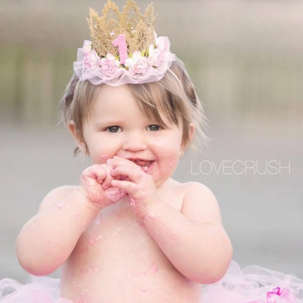 Girls Crown Birthday Party Hairbands Accessories Baby Princess Queen Lace Flower Tiara Headbands Cute Children Elastic Headwear