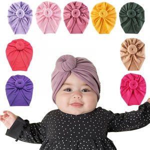 Infant Baby Headbands Solid Cotton Kont Turban Headband For Girls Spandx Stretchy Beanie Hat Headwear Baby Hair Accessories