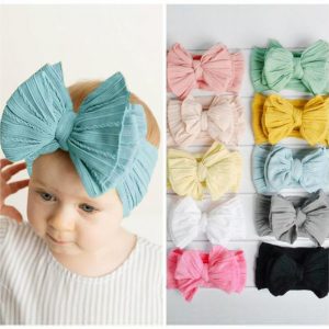 Kids Headwear Children’s Seamless Super Soft Nylon Chiffon Headband Cute Princess Hair Accessories Baby Turband Bow Turband