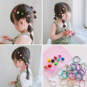 Kids Small Hair Tie Baby Girl Gift Children Headbands Colorful Elastic Hair Bands Nylon Rope With Box 100pcs Hair Accessories