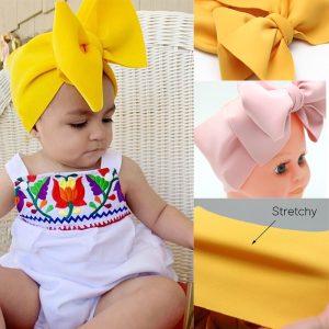 Large Bow One-piece Newborn Headband Baby Girls Air Layer Turban Wide Strecty Headband Infant Bebe Headwrap Scuba Child Hairband