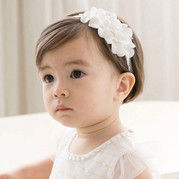 Newborn Cute Baby Pearl Hairband White Lace Flower Handmade Elastic Headband for Girl Toddler Infant Headbands повязка на голову