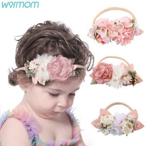 Warmom Baby Girls Lace Sequin Bowknot Headband Hair Accessories Newborn Infant Princess Elastic Bandeau Kids Cute Headwear Gifts